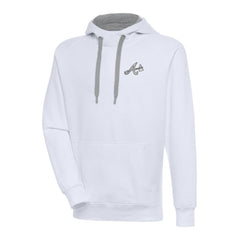 White Atlanta Braves Antigua Metallic Victory Pullover Hoodie
