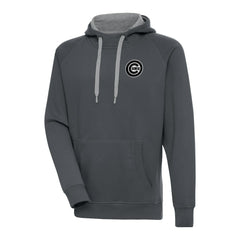 Charcoal Chicago Cubs Antigua Metallic Victory Pullover Hoodie