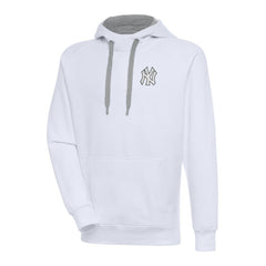 White New York Yankees Antigua Metallic Victory Pullover Hoodie