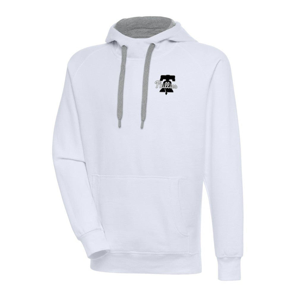 White Philadelphia Phillies Antigua Metallic Victory Pullover Hoodie