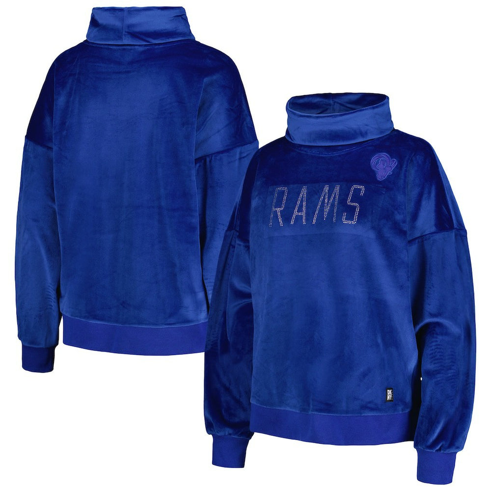 DKNY Sport Women's Deliliah Rhinestone Funnel Neck Pullover Sweatshirt - Los Angeles Rams Pullover
