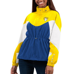 G-III 4Her by Carl Banks Women's Tie Breaker Lightweight Quarter-Zip Jacket - Los Angeles Rams Jackets