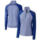 Royal Atlanta Braves Cutter & Buck Women's DryTec Forge Tonal Stripe Half-Zip Top