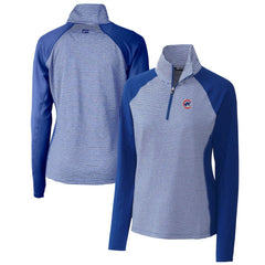 Royal Chicago Cubs Cutter & Buck Women's DryTec Forge Tonal Stripe Half-Zip Top