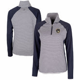 Navy Milwaukee Brewers Cutter & Buck Women's DryTec Forge Tonal Stripe Half-Zip Top