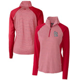 Red St. Louis Cardinals Cutter & Buck Women's DryTec Forge Tonal Stripe Half-Zip Top