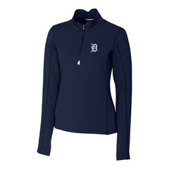 Navy Detroit Tigers Cutter & Buck Women's DryTec Traverse Stretch Quarter-Zip Pullover Top