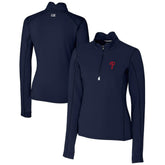 Navy Philadelphia Phillies Cutter & Buck Women's DryTec Traverse Stretch Quarter-Zip Pullover Top