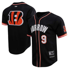 Joe Burrow Pro Standard Mesh Baseball Button-Up T-Shirt - Cincinnati Bengals T-shirts