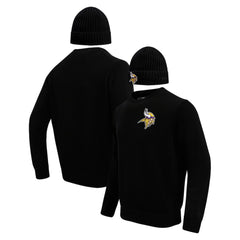 Pro Standard Crewneck Pullover Sweater & Cuffed Knit Hat Box Gift Set - Minnesota Vikings Hats