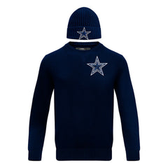 Pro Standard Crewneck Pullover Sweater & Cuffed Knit Hat Box Gift Set - Dallas Cowboys Hats