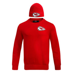 Pro Standard Crewneck Pullover Sweater & Cuffed Knit Hat Box Gift Set - Kansas City Chiefs Hats