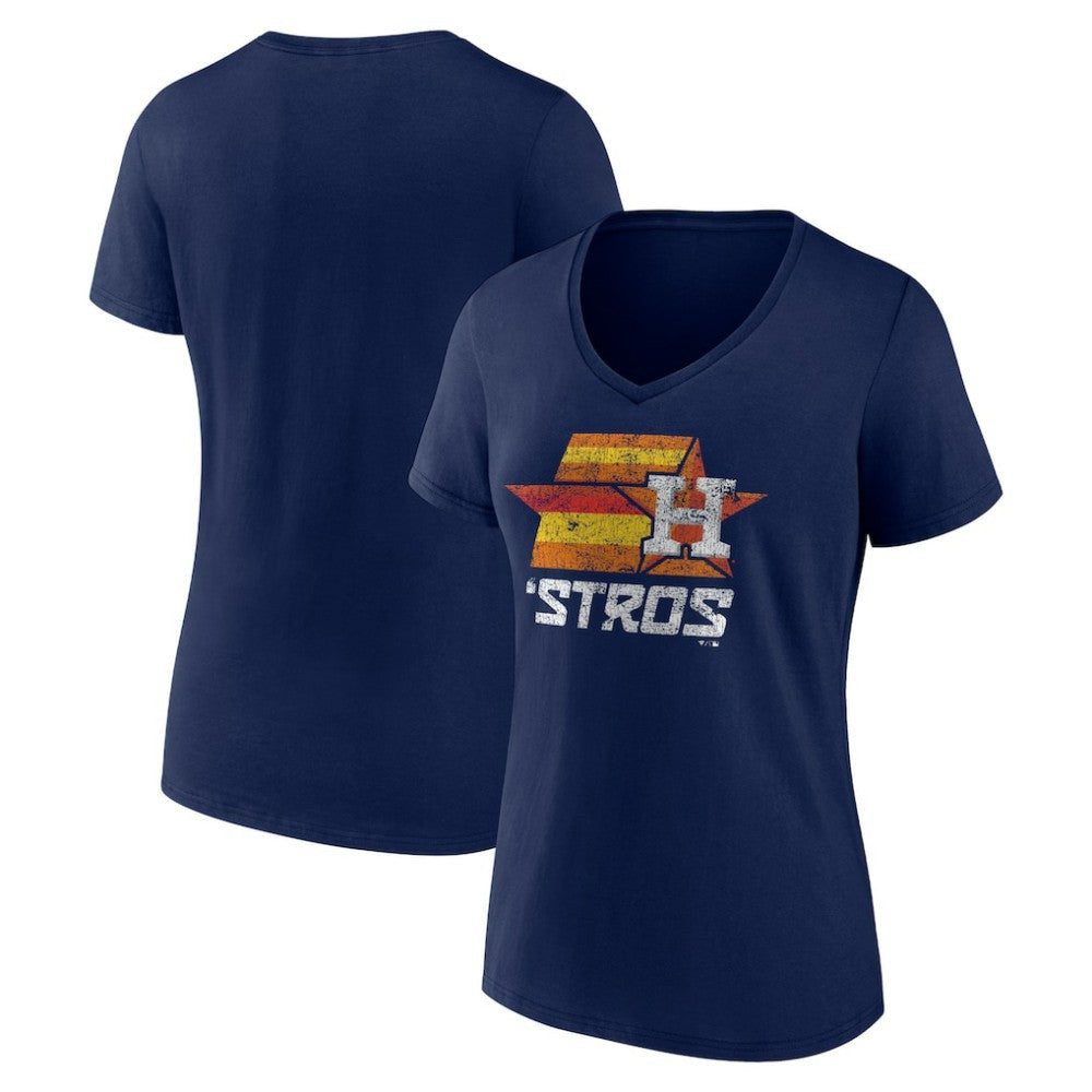 Navy Houston Astros Women's Hometown Throwback Stros V-Neck T-Shirt