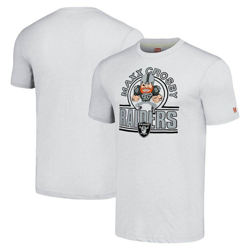 Maxx Crosby Homage Unisex Caricature Player Tri-Blend T-Shirt - Las Vegas Raiders T-shirts