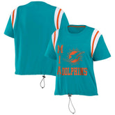 WEAR by Erin Andrews Women's Cinched Colorblock T-Shirt - Miami Dolphins T-shirts
