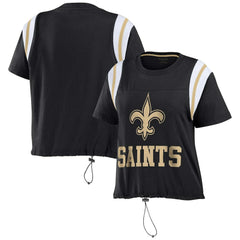 WEAR by Erin Andrews Women's Cinched Colorblock T-Shirt - New Orleans Saints T-shirts