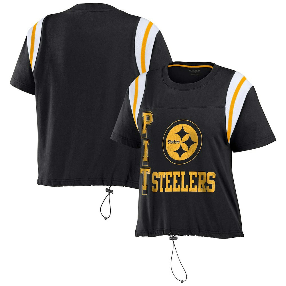 WEAR by Erin Andrews Women's Cinched Colorblock T-Shirt - Pittsburgh Steelers T-shirts