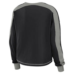 WEAR by Erin Andrews Women's Color Block Modest Crop Long Sleeve T-Shirt - Las Vegas Raiders T-shirts