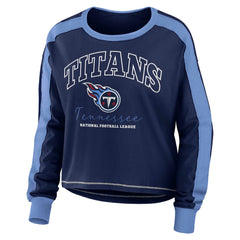 WEAR by Erin Andrews Women's Color Block Modest Crop Long Sleeve T-Shirt - Tennessee Titans T-shirts