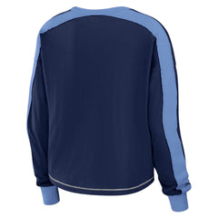 WEAR by Erin Andrews Women's Color Block Modest Crop Long Sleeve T-Shirt - Tennessee Titans T-shirts