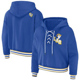 WEAR by Erin Andrews Women's Lace-Up Pullover Hoodie - Los Angeles Rams Hoodies
