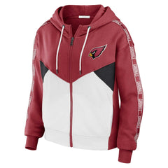 WEAR by Erin Andrews Women's Color Block Light Weight Modest Crop Full-Zip Hoodie - Arizona Cardinals Hoodies