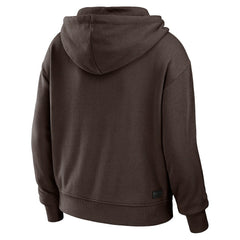 WEAR by Erin Andrews Women's Color Block Light Weight Modest Crop Full-Zip Hoodie - Cleveland Browns Hoodies