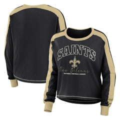 WEAR by Erin Andrews Women's Plus Size Colorblock Long Sleeve T-Shirt - New Orleans Saints T-shirts