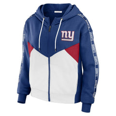 WEAR by Erin Andrews Women's Plus Size Color Block Full-Zip Hoodie - New York Giants Hoodies