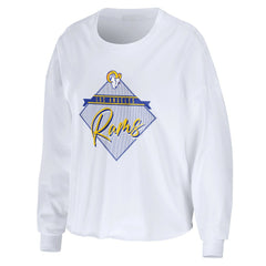 WEAR by Erin Andrews Women's Domestic Cropped Long Sleeve T-Shirt - Los Angeles Rams T-shirts
