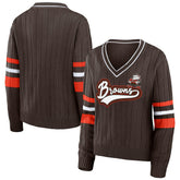 WEAR by Erin Andrews Women's Throwback V-Neck Sweater - Cleveland Browns