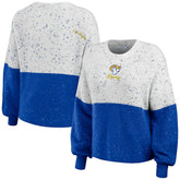 WEAR by Erin Andrews Women's Lighweight Modest Crop Color-Block Pullover Sweater - Los Angeles Rams Pullover