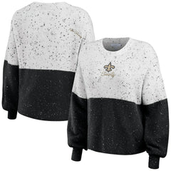 WEAR by Erin Andrews Women's Lighweight Modest Crop Color-Block Pullover Sweater - New Orleans Saints Pullover