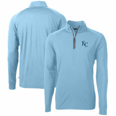 Light Blue Kansas City Royals Cutter & Buck Adapt Eco Knit Stretch Recycled Quarter-Zip Pullover Top