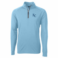 Light Blue Kansas City Royals Cutter & Buck Adapt Eco Knit Stretch Recycled Quarter-Zip Pullover Top