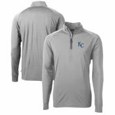 Gray Kansas City Royals Cutter & Buck Adapt Eco Knit Stretch Recycled Quarter-Zip Pullover Top