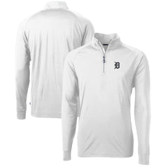 White Detroit Tigers Cutter & Buck Adapt Eco Knit Stretch Recycled Quarter-Zip Pullover Top