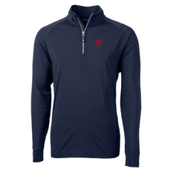 Navy Philadelphia Phillies Cutter & Buck Adapt Eco Knit Stretch Recycled Quarter-Zip Pullover Top