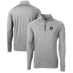 Gray Milwaukee Brewers Cutter & Buck Adapt Eco Knit Stretch Recycled Quarter-Zip Pullover Top
