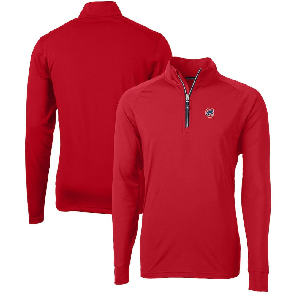 Red Chicago Cubs Cutter & Buck Adapt Eco Knit Stretch Recycled Quarter-Zip Pullover Top