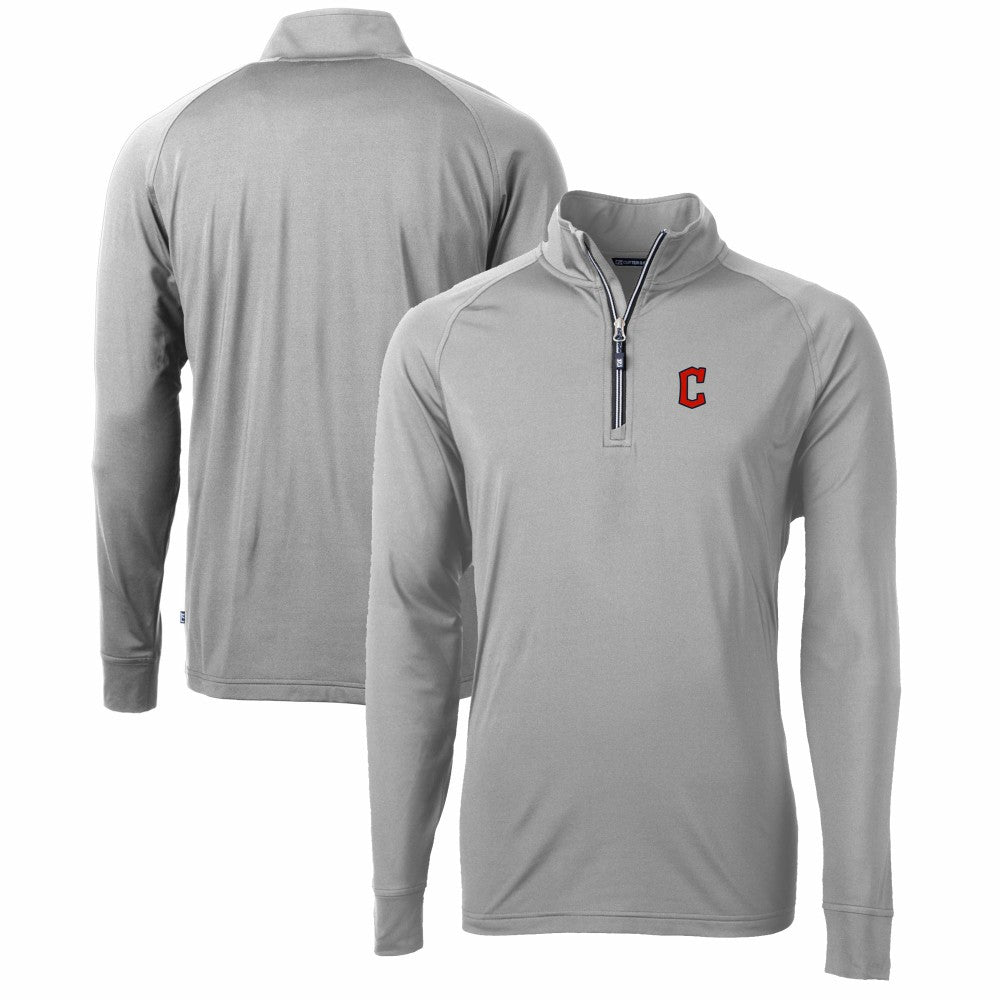 Gray Cleveland Guardians Cutter & Buck Adapt Eco Knit Stretch Recycled Quarter-Zip Pullover Top