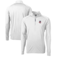White Minnesota Twins Cutter & Buck Adapt Eco Knit Stretch Recycled Quarter-Zip Pullover Top