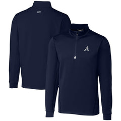 Navy Atlanta Braves Cutter & Buck Traverse Stretch Quarter-Zip Pullover Top