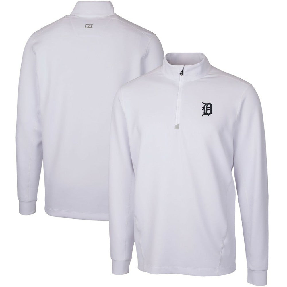 White Detroit Tigers Cutter & Buck Traverse Stretch Quarter-Zip Pullover Top