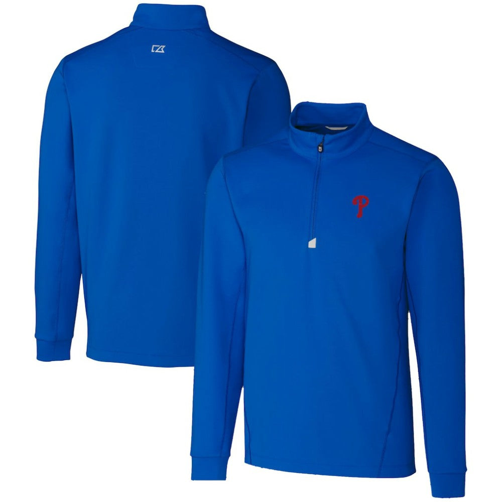 Royal Philadelphia Phillies Cutter & Buck Traverse Stretch Quarter-Zip Pullover Top