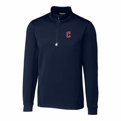 Navy Cleveland Guardians Cutter & Buck Traverse Stretch Quarter-Zip Pullover Top