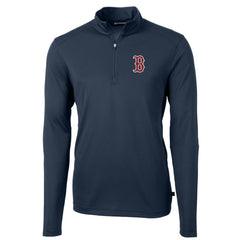 Navy Boston Red Sox Cutter & Buck Virtue Eco Pique Recycled Quarter-Zip Pullover Top