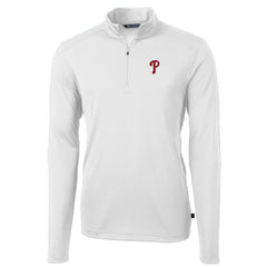 White Philadelphia Phillies Cutter & Buck Virtue Eco Pique Recycled Quarter-Zip Pullover Top