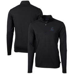 Black Miami Marlins Cutter & Buck Virtue Eco Pique Recycled Quarter-Zip Pullover Top