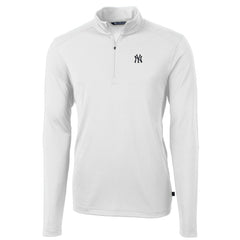 White New York Yankees Cutter & Buck Virtue Eco Pique Recycled Quarter-Zip Pullover Top